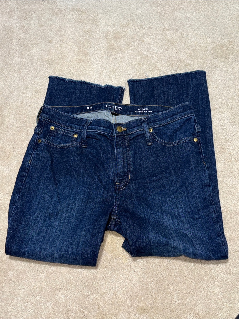 J. Crew Women's Dark Indigo Boot Crop Jeans